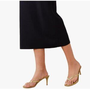 XYD Straw Gold Thong Sandals Mid Heel Flip Flops Open Toe Daily Wearing Slippers